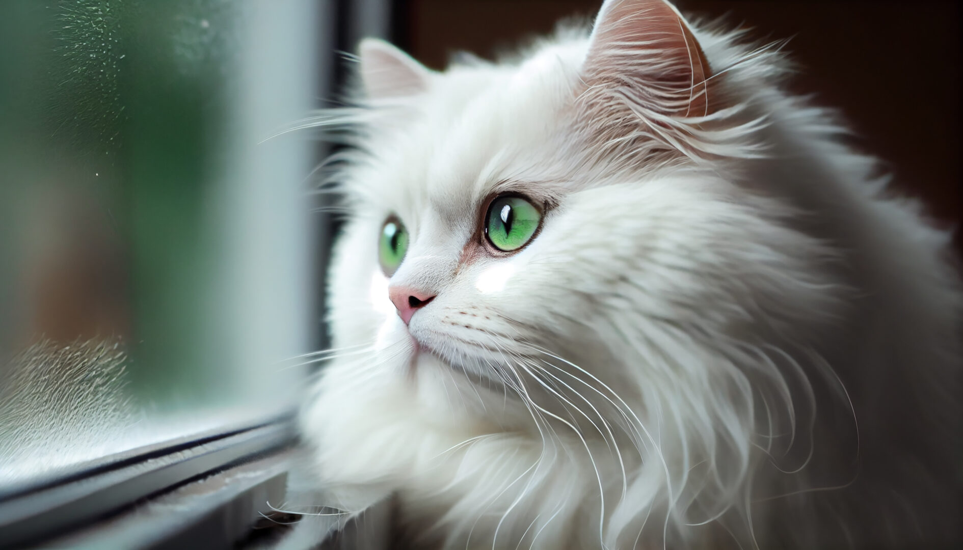 cute kitten staring out window playful curiosity generative ai