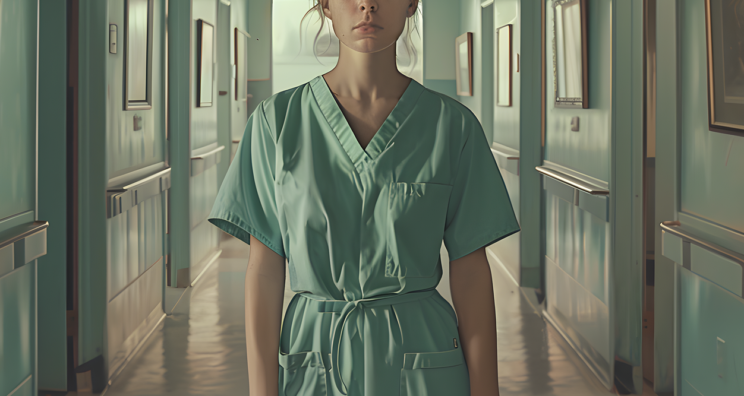 ženska v bolniški halji