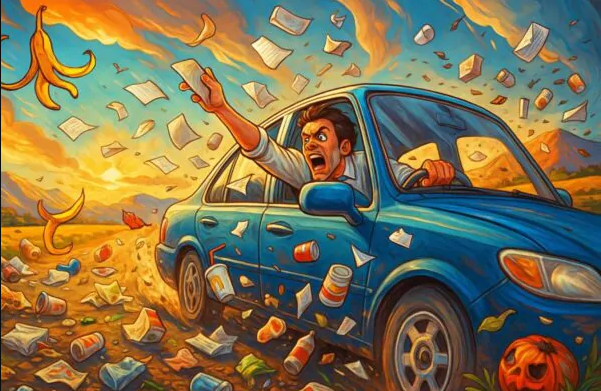 Več tisoč evrov kazni za metanje smeti iz avta 2 kazni za smeti