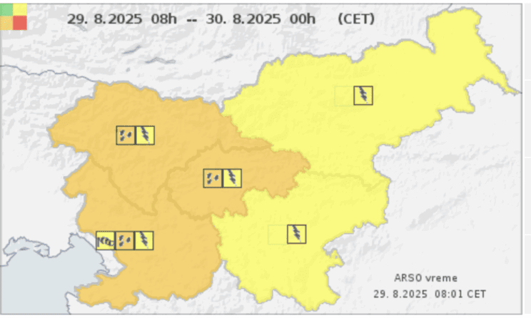 ARSO izdal oranžno vremensko opozorilo 2 ARSO izdal oranžno vremensko opozorilo