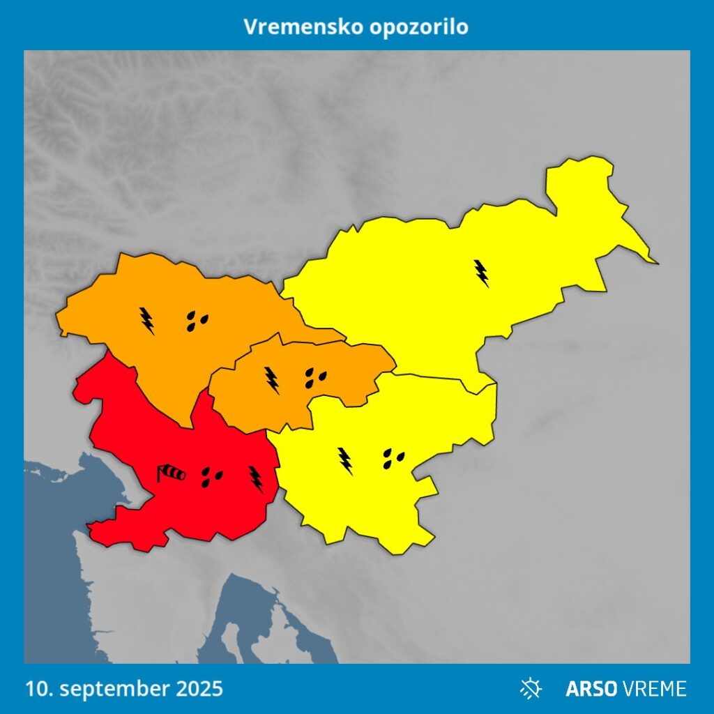ARSO izdal rdeče opozorilo 5 vremensko opozorilo