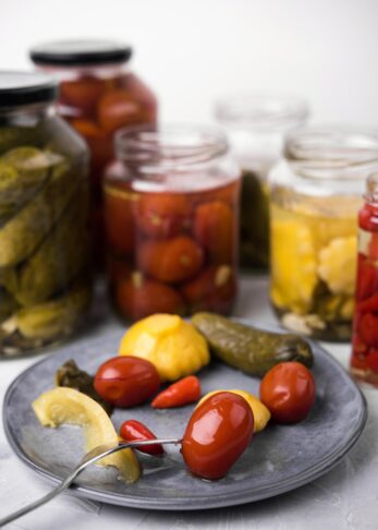 composition with preserved vegetables