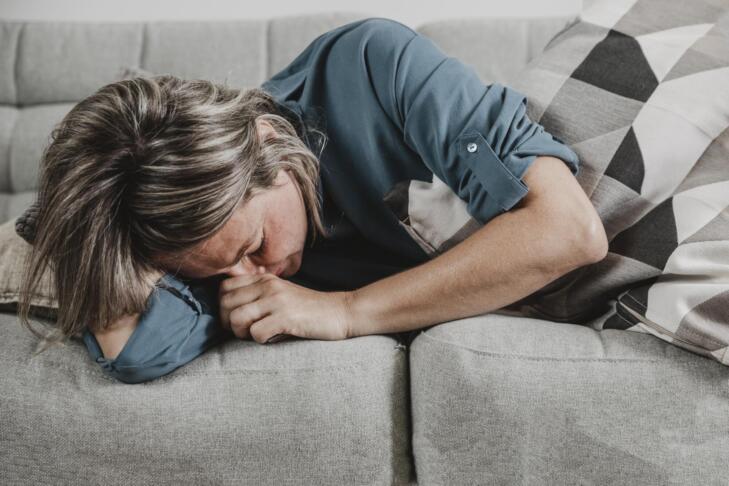 adult woman stressing out home
