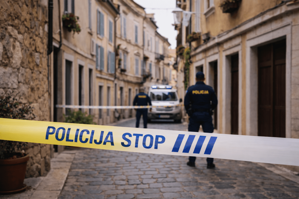 Police presence in a quaint street