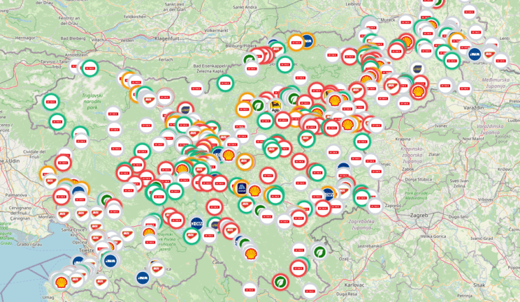 Kje je še gorivo? Novi zemljevid razkriva prazne in polne črpalke po Sloveniji 2 gorivo