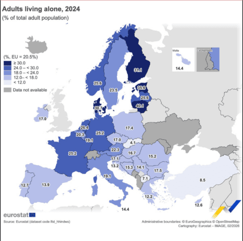 Evropa postaja celina samskih – ali Slovenija sledi trendu? 3 samskost evropa