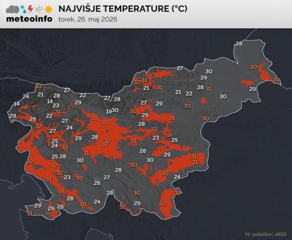 Vročinski val dosega vrhunec, popoldne grozijo nevihte in krajevna neurja 2 nevihte vročinski val