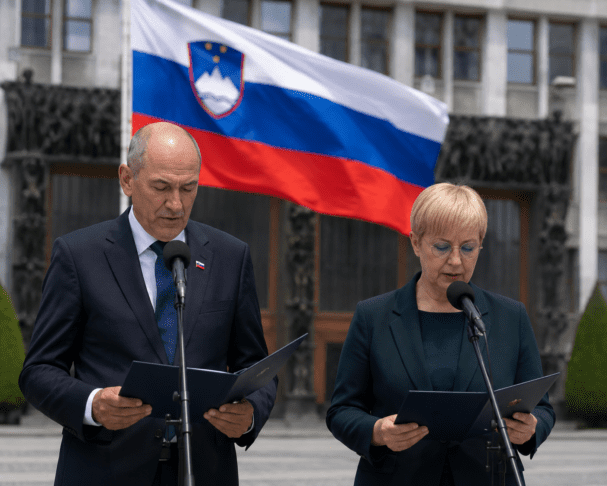 AI foto Janez Janša in Nataša Pirc Musar
