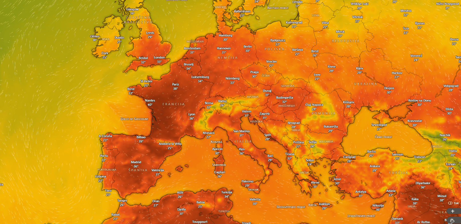 Vročinski val, visoke rekordne temperature, vreme
