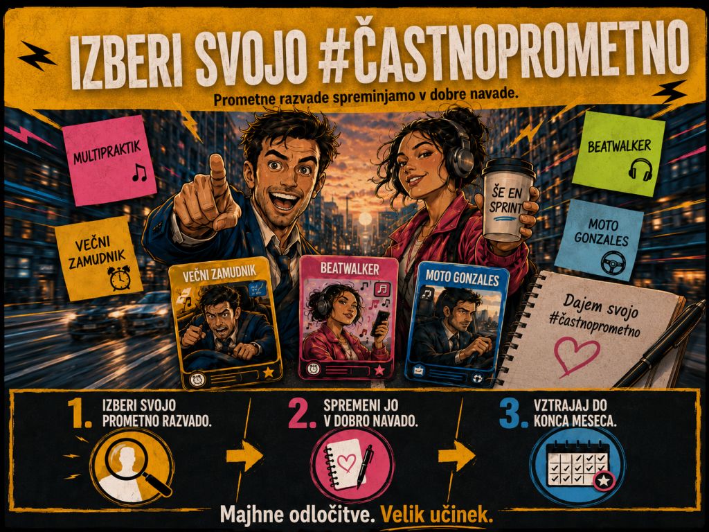Policija opozarja na varnost v prometu: #častnoprometno 5 izberi svojo castnoprometno