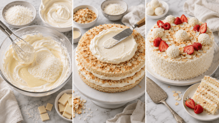 Raffaello torta, ki navduši že na prvi grižljaj: kremasta, sočna in polna bele čokolade 4 rafaello torta recept