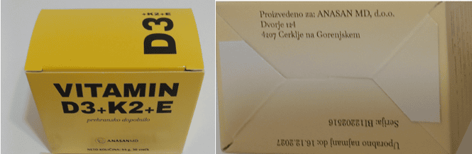 Odpoklic prehranskega dopolnila: vsebuje previsoko količino vitamina D3 2 d3 vitamin odpoklic