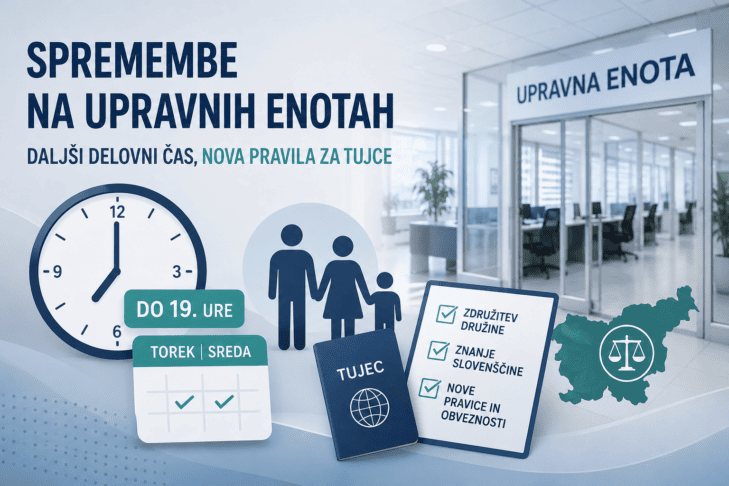 Spremembe na upravnih enotah: ob torkih in sredah do 19. ure, nova pravila tudi za tujce 2 spremembe