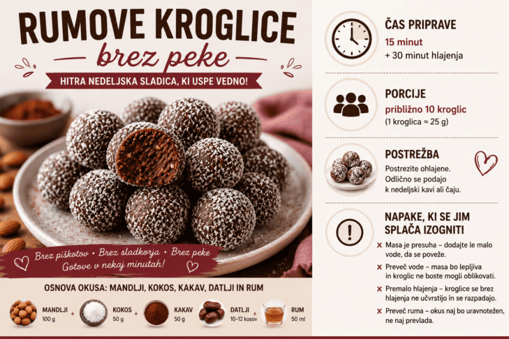 Nedeljska sladica brez peke: Te rumove kroglice pripravite v nekaj minutah 2 rumove kroglice