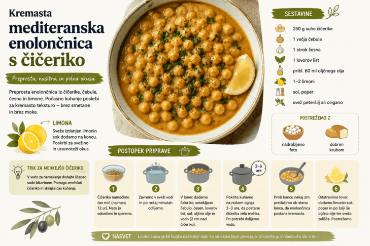 Kremasta mediteranska enolončnica s čičeriko: Preprosta, nasitna in polna okusa 2 preprosta enolončnica