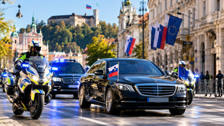 Official Motorcade Beneath the Castle