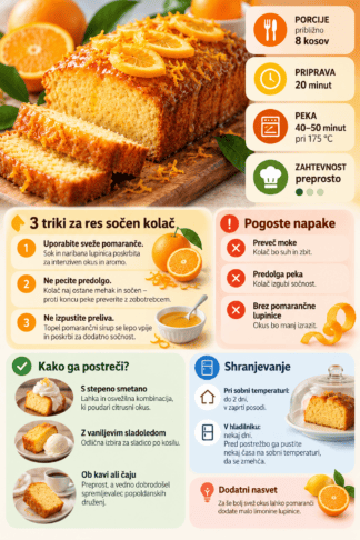 Preprost recept za sočen pomarančni kolač, ki se kar topi v ustih 2 kolač