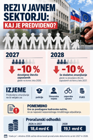 Načrtovani veliki rezi v javnem sektorju: v dveh letih občutno manj zaposlenih 2 zaposleni