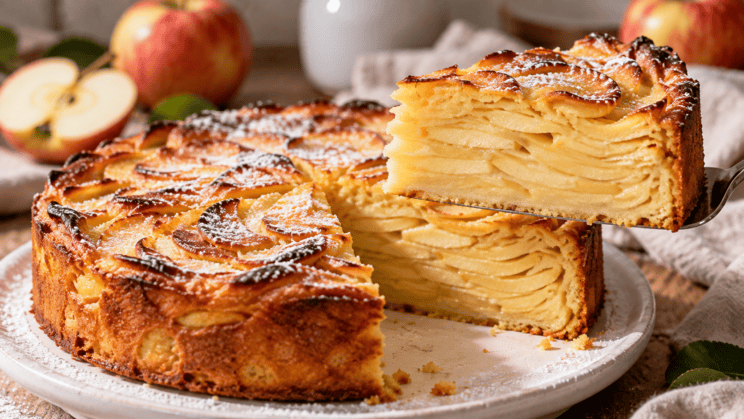 Rustic Layered Apple Cake Slice