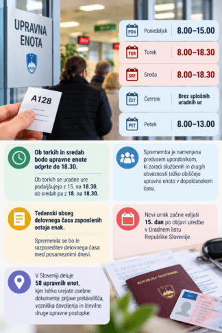 Upravne enote bodo po novem odprte dlje: ob torkih in sredah do 18.30 2 upravne enote