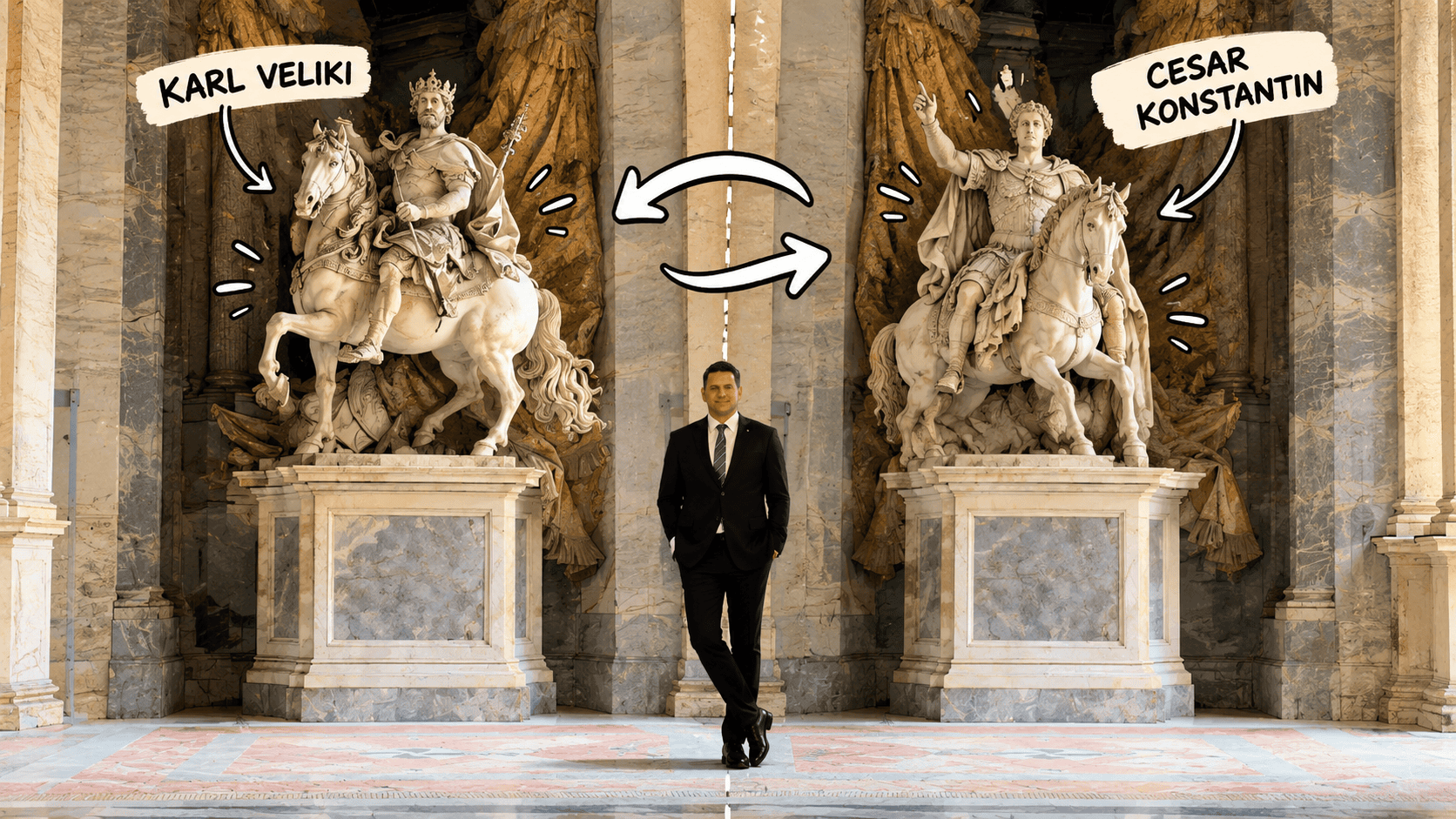 Statue Swap in the Grand Marble Hall