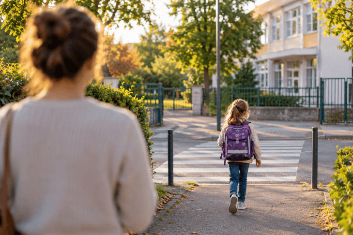 Walking to School at Golden Hour