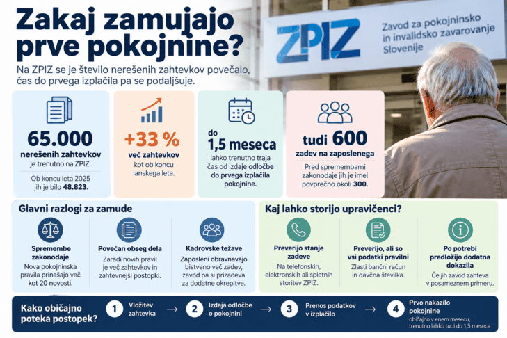 Na prvo pokojnino čakajo tudi mesec in pol: zakaj prihaja do zamud na ZPIZ-u? 2 pokojnine zpiz
